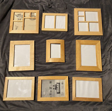 Lot / 9 Natural Wood Photo Picture Frames Thailand collage wall Gallery
