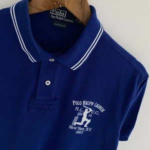 Polo Ralph Lauren Hombre Talla L Grande Azul Cricket NY Calce Personalizado Manga Corta - Imagen 1 de 7