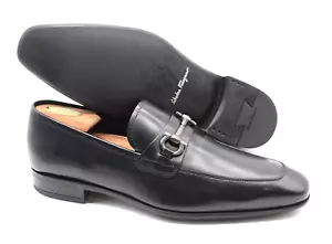 Men's Salvatore Ferragamo ' Giant ' Gancini Bit Black Leather Loafer US 7.5 - D - Picture 1 of 9