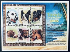 TUVALU DOGS STAMPS SHEET 2000 MNH DOG ANIMALS POINTER BOSTON TERRIER CORGI PETS - Picture 1 of 1