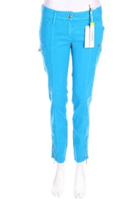 ICEBERG Pantaloni Toppa Lino Tasche D 42 Blu Argento NUOVI - Foto 1 di 6