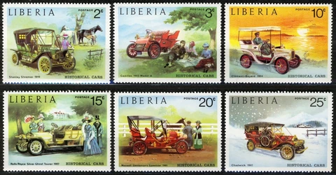 Liberia 1973, Antique Cars, Automobiles, Set 6v MNH Cover