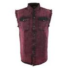 Milwaukee Leather MDM11677 Men’s Magenta Classic Button-Down Cut Off Frayed