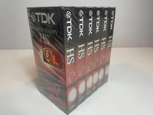 Pack of 6 TDK T-160 8hrs Premium Quality HS Blank Recordable VHS Tapes BRAND NEW - Photo 1/5