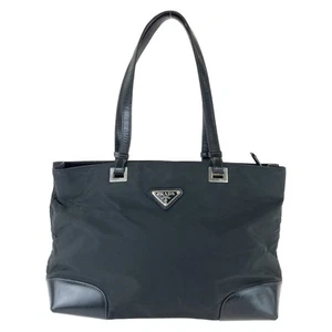 Prada Nylon Tessuto Logo Tote Bag Women Black One Size - Picture 1 of 5