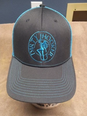 Dirty Hooker - Blue & Gray Trucker Style Baseball Hat 🧢 By Fahrenheit - Image 1 of 4