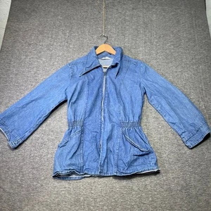 Vintage Branded Lions Denim Shirt Women Large Zip Up 60s Jacket Western retro - Picture 1 of 11