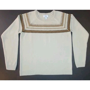 Myra Tasche Rundhals Strick Halskette Pullover Gr. L beige/braun - Bild 1 von 9