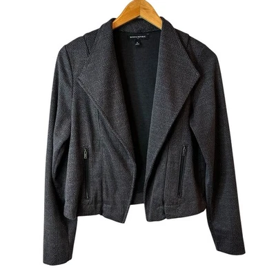 Chaqueta Blazer Mujer Banana Republic Espiga Frente Abierto Moto Gris Pequeña Foto 1 de 4