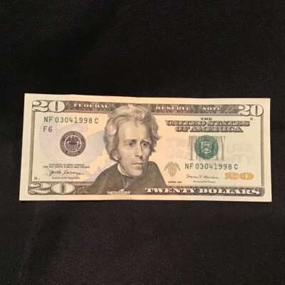 BIRTHDAY BILL SERIAL NUMBER $20 DOLLAR NOTE 03041998 March 4th 1998 (2017) - Image 1 of 4