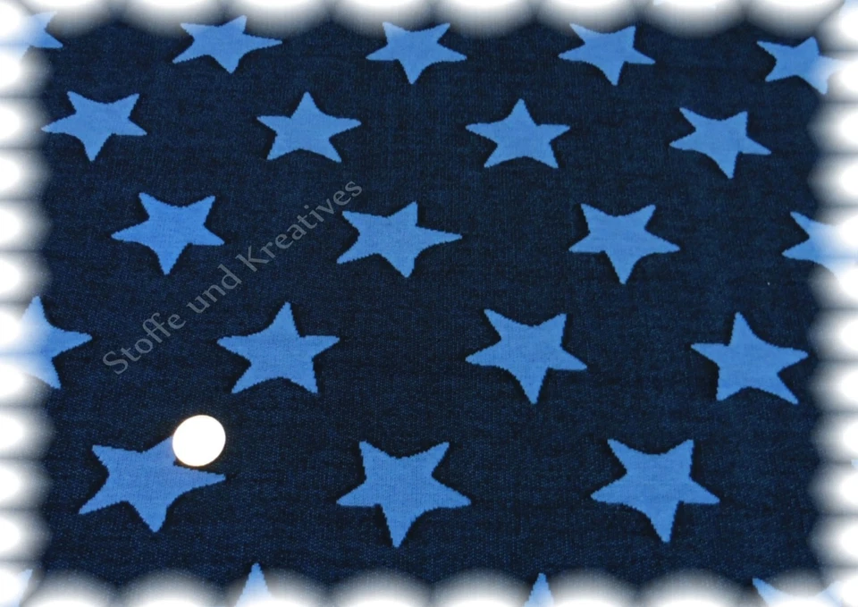 Jacquard Sterne blau Sweat Strick Stoff 195 cm breit 50 cm - Bild 1 von 1