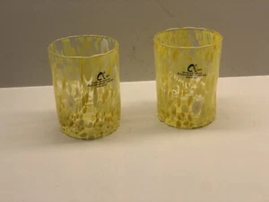 2 Alessandro Coppola Murano Yellow Paint Splattered Thumblers - Picture 1 of 4