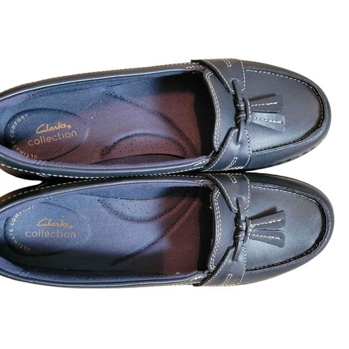Mocassino donna taglia 8 5 stretto Clarks Ashland Bubble blu navy