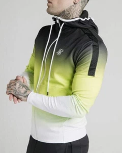 SikSilk Tri-Fade Agility Zip Through Hoodie – Black/Fluro/White - Size M (UK) - Picture 1 of 3