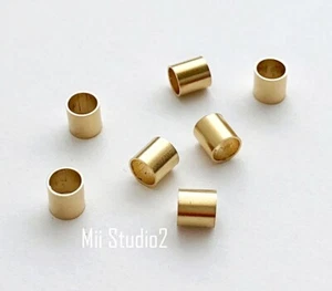 20pcs 4mm Crimp Tube 14k Gold Filled Crimp Beads 4x4mm F56g - Picture 1 of 2