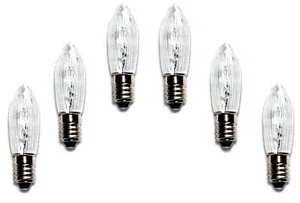 6 Stück Topkerze 12 V 3W E10 innen Spitzkerze Riffelkerze für 20er Lichterkette - Bild 1 von 1