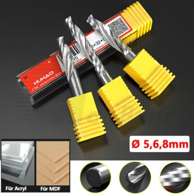 5/6/8mm VHM Schaftfräser Für Acrylglas MDF Einzahnfräser Spiralnut CNC Oberfräse - Bild 1 von 4