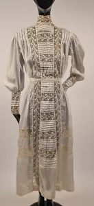 BEAUTIFUL EDWARDIAN THIN WHITE SILK DE CHINE W LACE INSERTION - Picture 1 of 11
