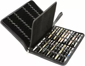 Custodia penna stilografica trasporto 48 manico in pelle Pu organizer vassoio display NUOVO - Foto 1 di 9