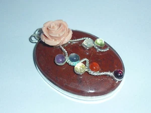 cristalloterapia PENDENTE CHAKRA ROSA DIASPRO ROSSO talismano ciondolo amuleto - Foto 1 di 1