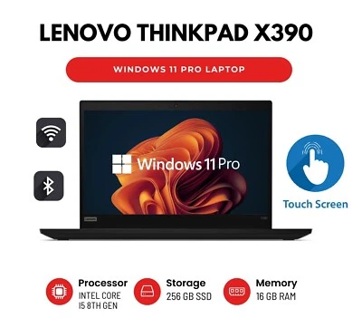 Lenovo X390 Laptop Win 11 Touch Screen 1TB SSD 16GB Ram i7  8Th Gen touchscreen - Image 1 of 4
