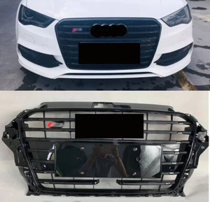 Parachoques delantero para Audi A3 S3 2014 2015 2016 parrilla estilo negro barras de tira ACC - Imagen 1 de 3