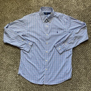 Ralph Lauren Shirt Men's Large Blue Plaid Classic Fit Performance Button Down - Picture 1 of 9