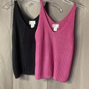 Vintage Victoria Secret Moda Intl Größe Medium rosa oder schwarz Strick-Tanktop - Bild 1 von 7