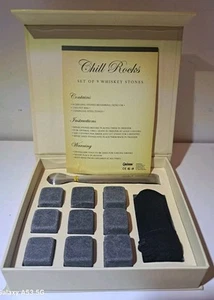 chill rocks set of 9 whiskey stones soapstone by quiseen open box - Picture 1 of 4