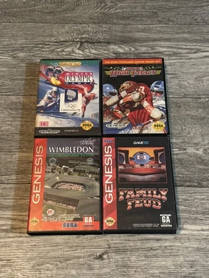 Lote de 4 juegos Sega Genesis - Wimbledon, Family Feud, Juegos Olímpicos de invierno, Alto impacto Foto 1 de 4