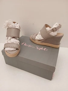 Phase Eight size UK 5 (38) Whipstitch Leather Light Grey Wedge Sandals NEW Boxed - Picture 1 of 20