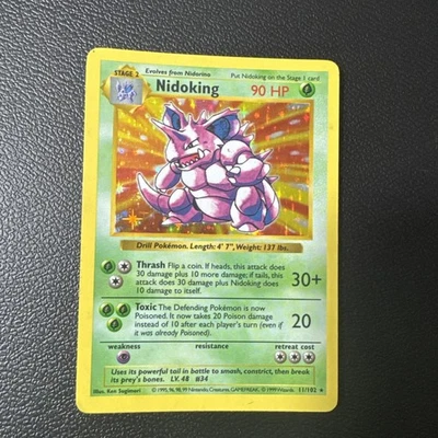 Pokémon TCG Nidoking  11/102 Shadowless Base Set Holo Rare MP - Image 1 of 4