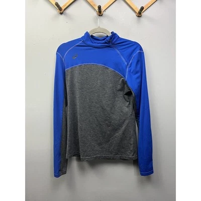 ASICS 1/4 молнии куртка женщин средний синий пуловер молнии карман движения сухой Athletic - Изображение 1 из 4