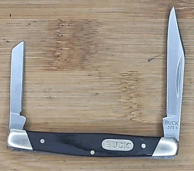 Faca de bolso dobrável BUCK 375 Deuce 2020 cabo de madeira 2 lâminas de borda lisa muito boa - Imagem 1 de 4