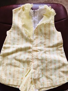 Vintage Girls size 24 month 1 piece yellow sleeveless shorts romper 16" long - Picture 1 of 5