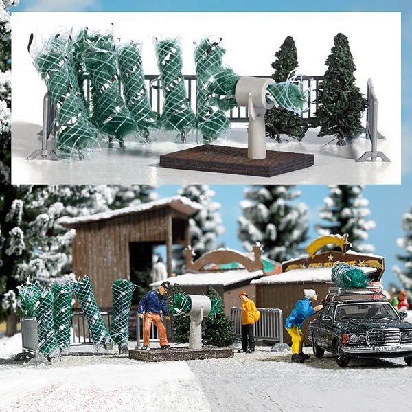 Busch 1182 HO Scale Christmas Tree Lot Miniature Scene Kit - Image 1 of 1