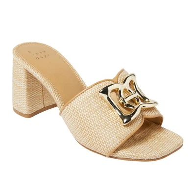 a New Day Mujer Arden Rafia Adornado Bloque Tacones 93320208 Marrón Tostado 9M Foto 1 de 4