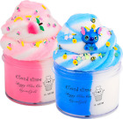 2 Pack Cloud Slime Kit With Blue Cake And Pink Peachybbies Charms, Scented Diy