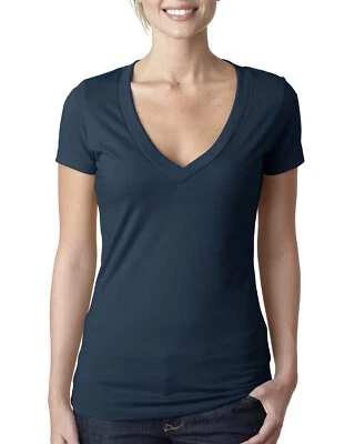 Next Level Ladies' 4.3 oz. CVC Deep V-Neck Short Sleeves T-Shirt 6640 S-2XL - Image 1 of 2
