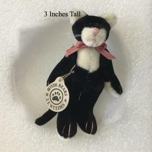 Boyds Bears Wuzzies Cat 3 Inches Tabby F Wuzzie Black & White Kitty Bd5-#3