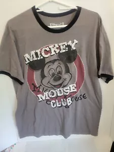 Disney Store Adult L Gray Cotton Blend Mickey Mouse Club Crew - Picture 1 of 4