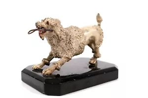 Cold Painted Poodle Dog Figure Hunting Crop Glass Eyes Antique Circa 1890 - Picture 1 of 12