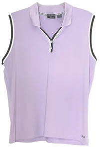 Polo top smanicato Izod taglia XL viola chiaro scollo a V elasticizzato tennis golf logo - Foto 1 di 4