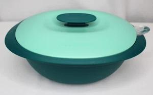 Tupperware Blossom Soup Server Bowl With Ladle/Lid 7.5 Cup Aqua Mint Tureen - Picture 1 of 8