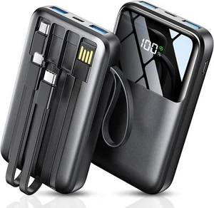 Portable Charger with Built in Cable, 15000mAh Power Bank, 22.5W Fast Charging, - Picture 1 of 7