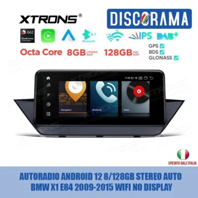 AUTORADIO ANDROID 12 8/128GB STEREO AUTO BMW X1 E84 2009-2015 WIFI NO DISPLAY - Immagine 1 di 4