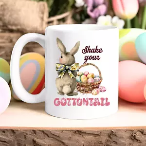 Easter Mug Farmhouse Vintage Bunny Shake Your Cottontail Coffee Tea Cup 11 oz - Picture 1 of 4