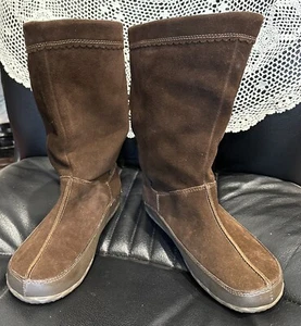 Barefoot by Sporto Boots Womens 7M  Brown Lorraine Pull On Mid Calf Split Toe 34 - Picture 1 of 9