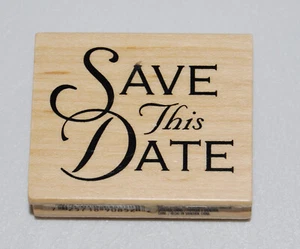 New Inkadinkado Save This Date Large Wood Handle Rubber Stamp - Picture 1 of 3