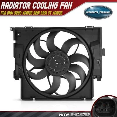 Ventilador de radiador com suporte para BMW 328d 328d xDrive 328i 335i GT xDrive 14-16 - Imagem 1 de 4